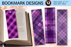 Purple Plaid PNG Bookmark Sublimation Designs Product Image 1