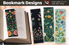 Spring Hand Embroidery PNG Bookmark Sublimation Designs Product Image 1