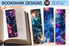 Cosmic Floral Galaxy PNG Bookmark Sublimation Designs Product Image 1