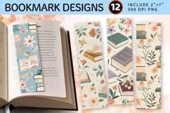 Pastel Floral Cottagecore Books PNG Bookmark Sublimation Des Product Image 1