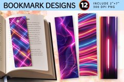 Abstract Neon Lights PNG Bookmark Sublimation Designs Product Image 1