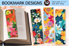 Bright Summer Flowers PNG Bookmark Sublimation Designs Product Image 1