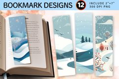 Whimsical Winter Landscape PNG Bookmark Sublimation Designs Product Image 1