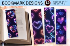 Disco Luxury Glitter Neon Hearts PNG Bookmark Sublimation De Product Image 1