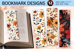 Fall Blooming Flowers PNG Bookmark Sublimation Designs Product Image 1