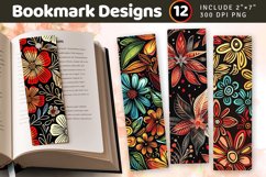 Tribal Flowers PNG Bookmark Sublimation Designs Product Image 1