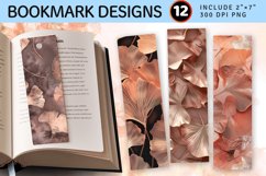 Rose Gold Ginkgo PNG Bookmark Sublimation Design Product Image 1