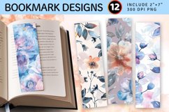 Pastel Watercolor Floral Fabric PNG Bookmark Sublimation Des Product Image 1