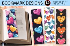 Colorful Love Hearts PNG Bookmark Sublimation Design Product Image 1