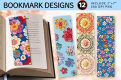 Crochet Spring Blooms PNG Bookmark Sublimation Designs Product Image 1