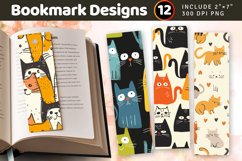 Funny Cat PNG Bookmark Sublimation Designs Product Image 1