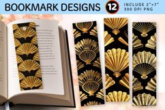 Golden Fan Motifs PNG Bookmark Sublimation Design Product Image 1