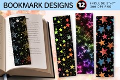Glitter Neon Stars PNG Bookmark Sublimation Des Product Image 1