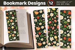 Spring Floral Fruits PNG Bookmark Sublimation Designs Product Image 1