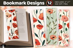 Whimsical Poppy Flowers PNG Bookmark Sublimation Designs Product Image 1