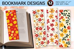 Red &amp; Yellow Cute Flowers PNG Bookmark Sublimation Designs Product Image 1