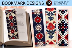 Patriotic Knitted Floral Plaid PNG Bookmark Sublimation Desi Product Image 1