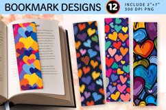 Multicolored Funky Hearts Shapes PNG Bookmark Sublimation De Product Image 1