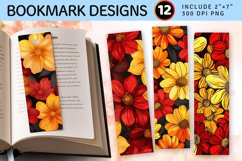 Red and Yellow Flowers PNG Bookmark Sublimation Designs Product Image 1