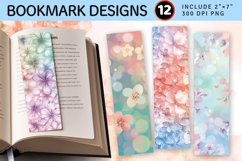 Delicate Rainbow Blossoms PNG Bookmark Sublimation Designs Product Image 1