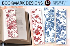 French Toile Floral Fabric PNG Bookmark Sublimation Designs Product Image 1