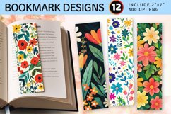 Festive Flowers Garden PNG Bookmark Sublimation Designs Product Image 1