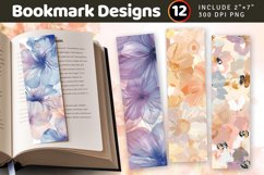 Soft Pastel Flowers PNG Bookmark Sublimation Designs Product Image 1