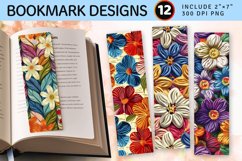 French Knitted Flower Fabric PNG Bookmark Sublimation Des Product Image 1