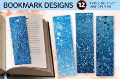 Blue Glittery PNG Bookmark Sublimation Design Product Image 1
