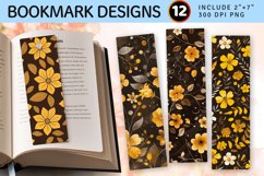 Brown &amp; Yellow Floral PNG Bookmark Sublimation Designs Product Image 1