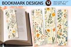 Retro Cottage core Wildflowers PNG Bookmark Sublimation Desi Product Image 1