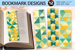 Yellow Teal Geometric PNG Bookmark Sublimation Design Product Image 1