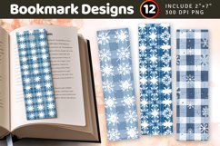Winter Gingham Snowflakes PNG Bookmark Sublimation Designs Product Image 1