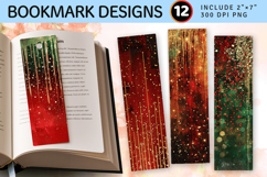 Christmas Dripping Glitter PNG Bookmark Sublimation Design Product Image 1