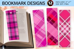 Hot Pink Plaid PNG Bookmark Sublimation Des Product Image 1