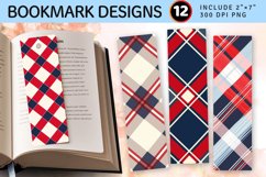Red Blue White Plaid PNG Bookmark Sublimation Designs Product Image 1