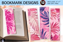 Pink Tropical Leaves PNG Bookmark Sublimation Designs Product Image 1