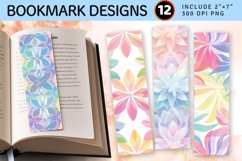 Rainbow Pastel Flower PNG Bookmark Sublimation Des Product Image 1