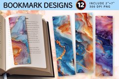 Pastel Alcohol Ink Marble PNG Bookmark Sublimation Designs Product Image 1