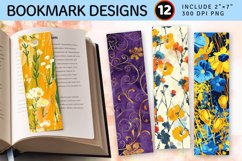 Abstract Meadow Flower PNG Bookmark Sublimation Design Product Image 1