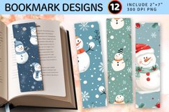 Cute Winter Snowman PNG Bookmark Sublimation Designs Product Image 1