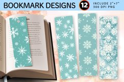 Pastel Aqua Dream Snowflakes PNG Bookmark Sublimation Design Product Image 1