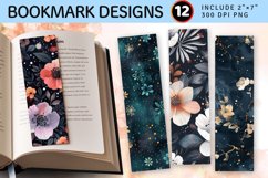 Midnight Boho Blossoms PNG Bookmark Sublimation Designs Product Image 1