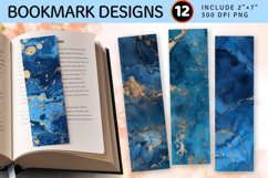 Blue Ink and Gold Foil PNG Bookmark Sublimation Design Product Image 1