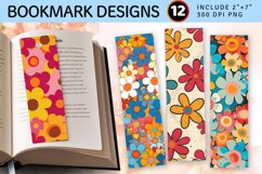 Groovy Flowers PNG Bookmark Sublimation Designs Product Image 1