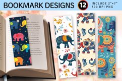 Festive Elephants PNG Bookmark Sublimation Design Product Image 1