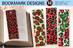 Red &amp; green Leopard Skin Christmas PNG Bookmark Sublimation Product Image 1