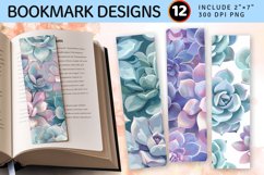 Pastel Succulent PNG Bookmark Sublimation Designs Product Image 1