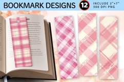 Pink Plaid PNG Bookmark Sublimation Des Product Image 1