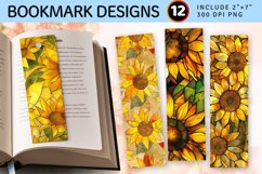Sunflower Stained Glass PNG Bookmark Sublimation Design Product Image 1